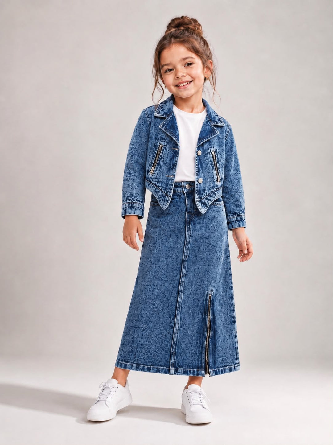 Girl's 3 Piece Denim Co-Ord Set Set [GCS-6G-1484] (4-12Years)