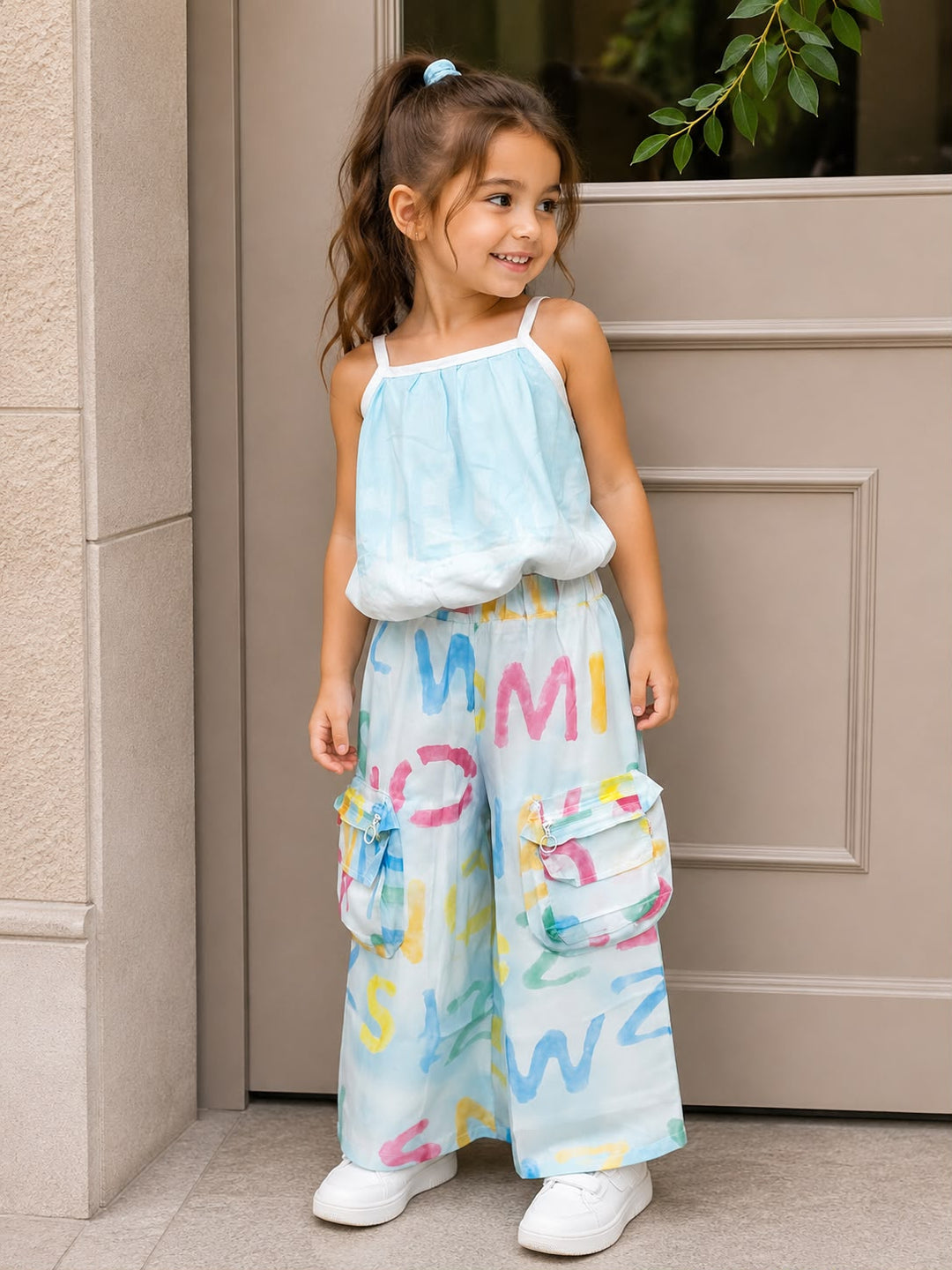 Girls Printed Blue Co-Ord Set [GCS-4E-4872] (5-13Years)