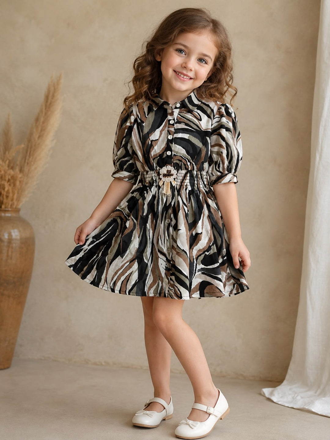 Girls Printed Dresse [GD-3B-5230] (4-12Years)
