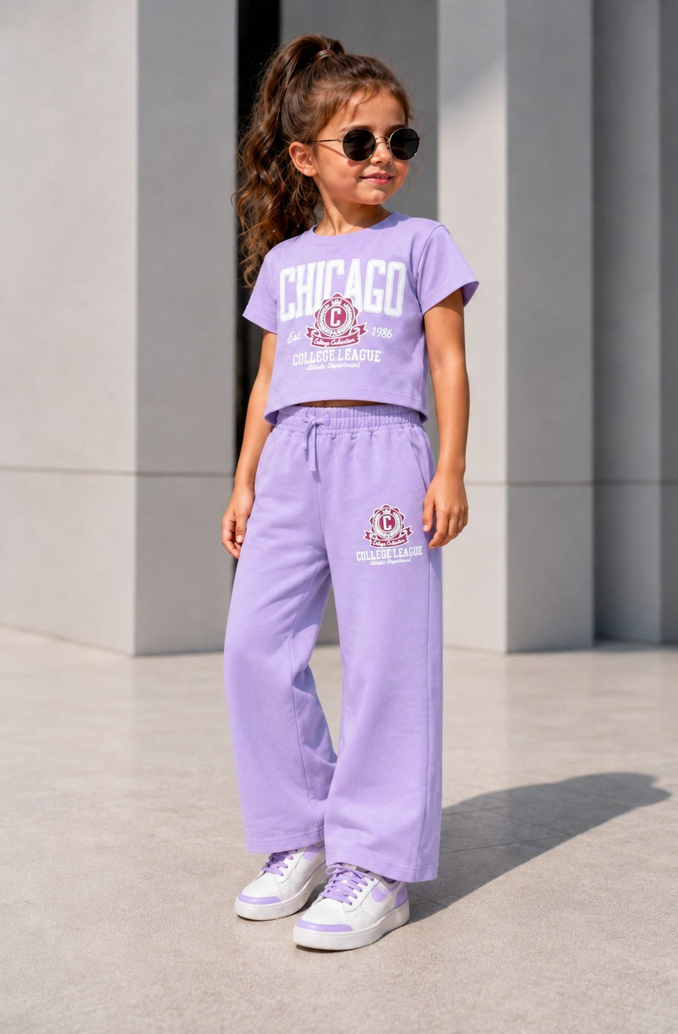 Girls Lavender Chicago Co-ord Set [GCS-4E-4708] (4-12 Years)
