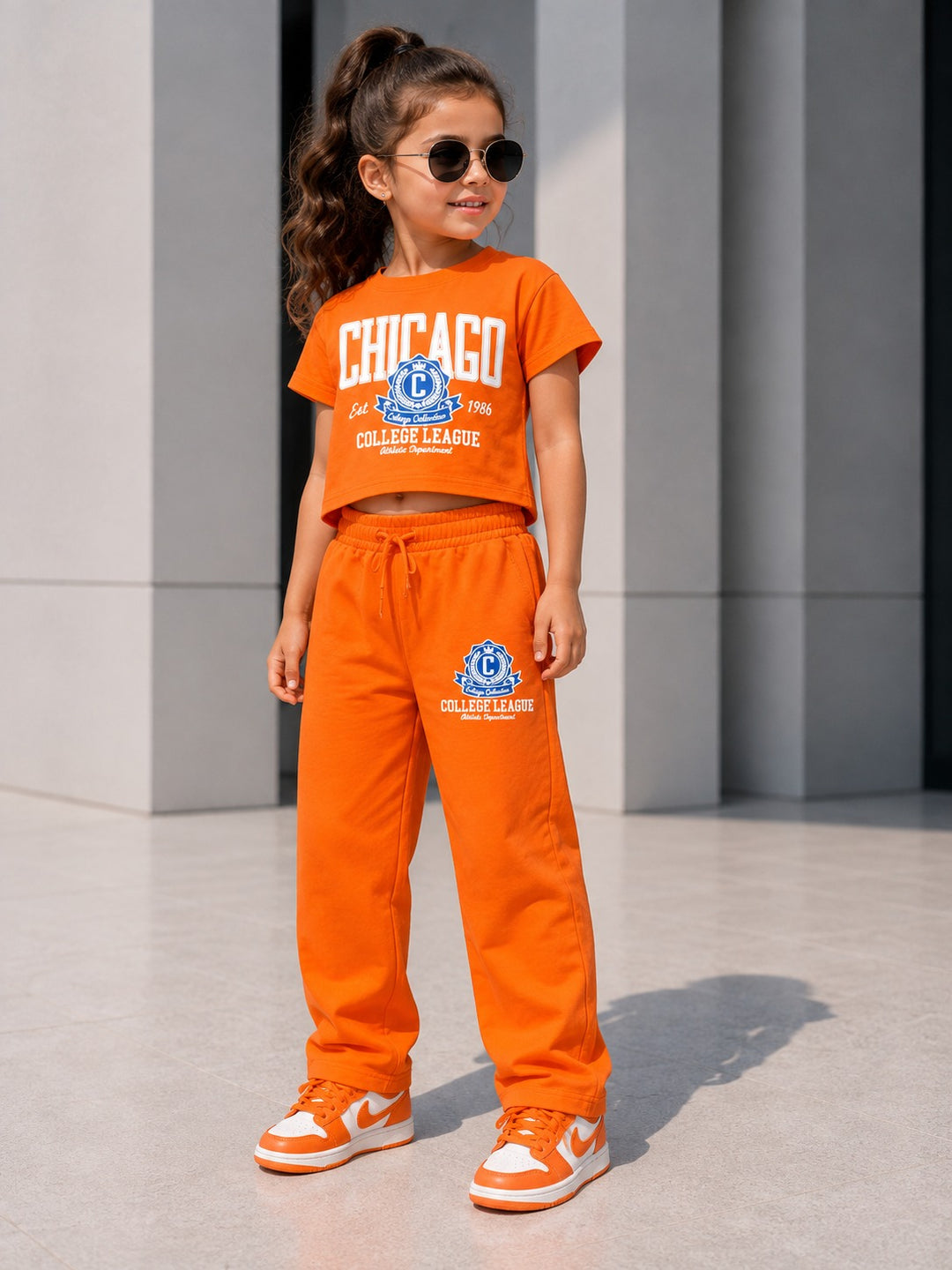 Girls Orange Chicago Co-ord Set [GCS-5E-3685] (4-12 Years)