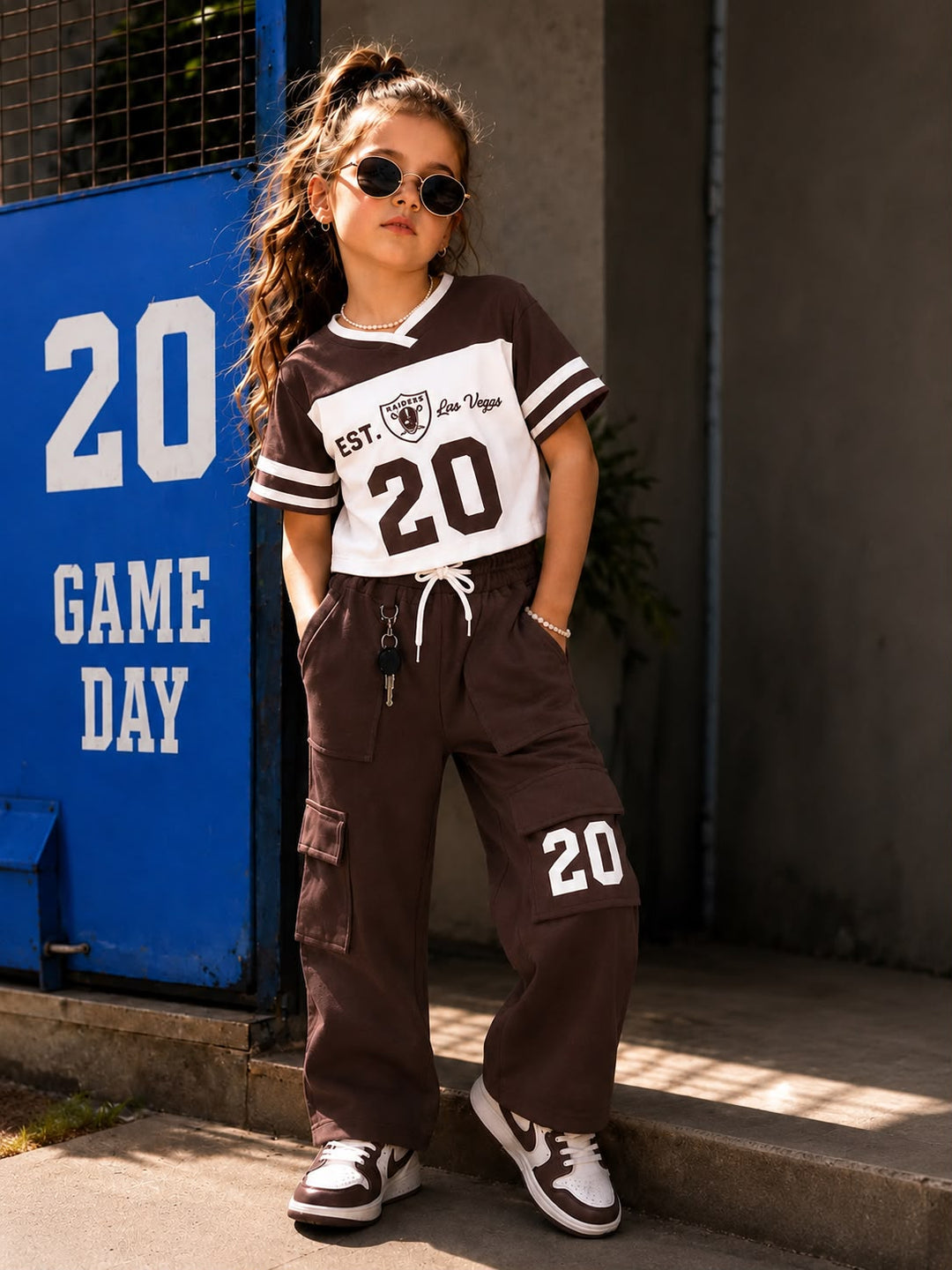 Girl's Casual Coffee Co-Ord Set [GCS-5H-6497] (3-11 Years)