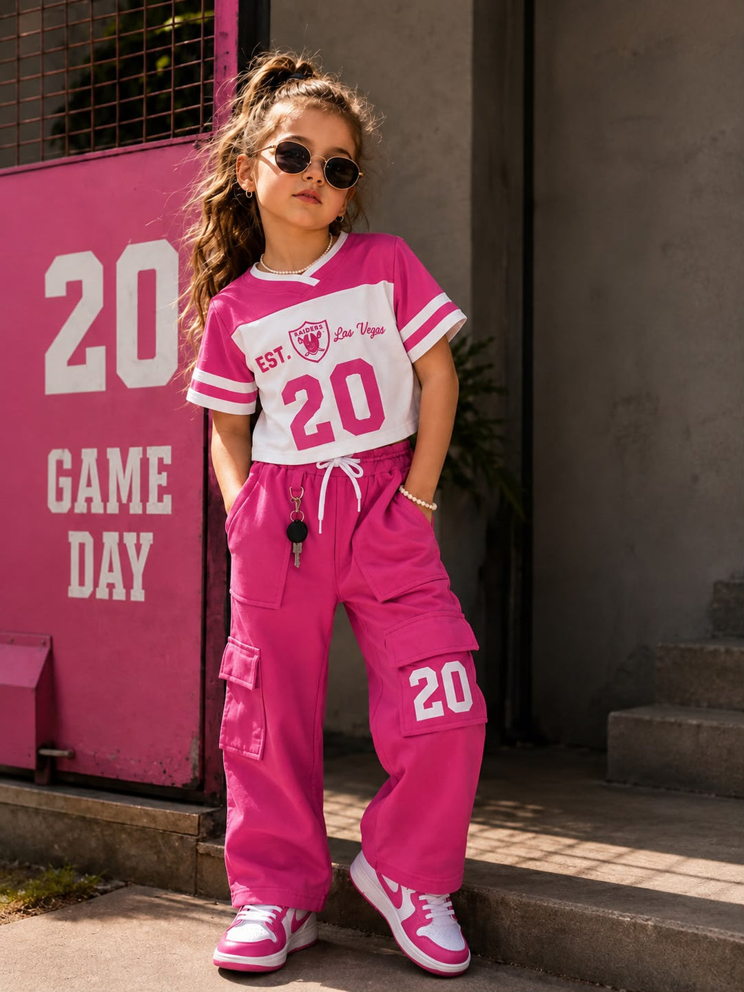 Girl's Casual Hot Pink Co-Ord Set [GCS-3H-5600] (3-11 Years)