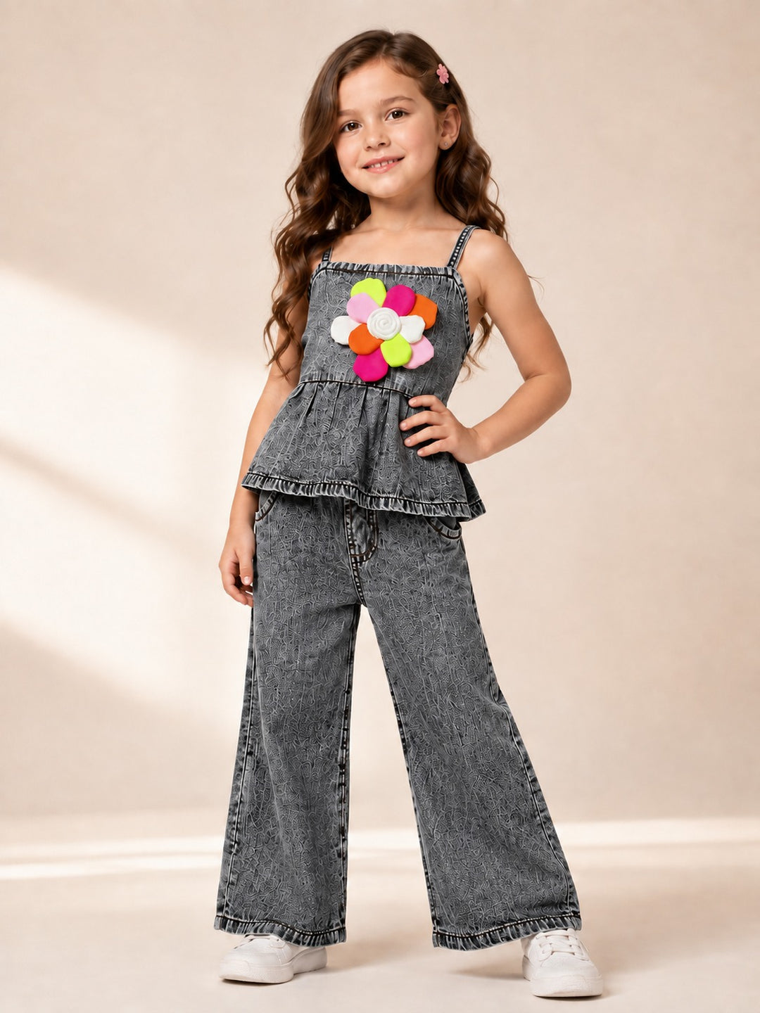 Girls Designer Black Denim Co-Ord Set [GCS-5C-2316] (2-10Years)
