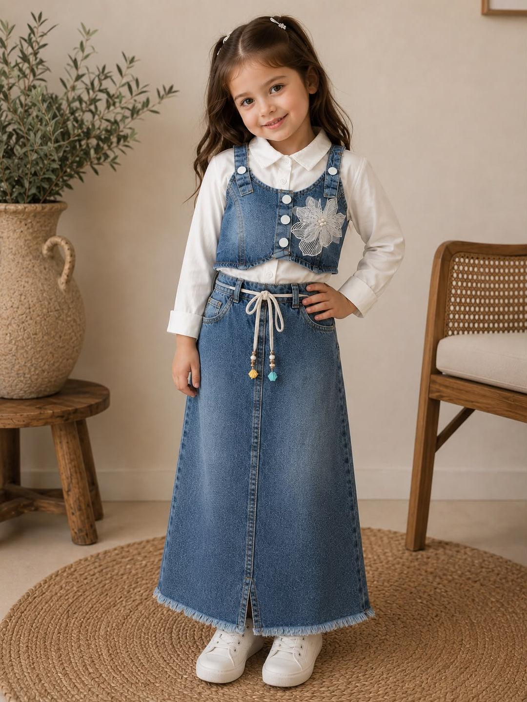 Girl's 3 Piece Denim Co-Ord Set Set [GCS-4C-6948] (4-12Years)