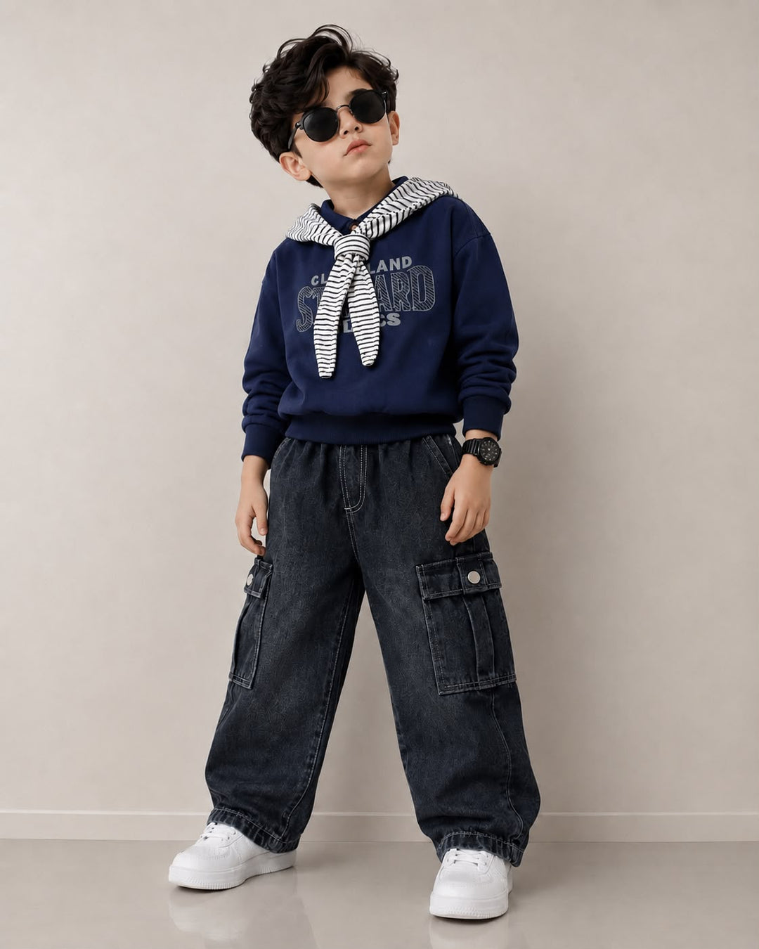 Boys Imported Navy Blue Cord Set [BT-P-2595] (1-6Years)