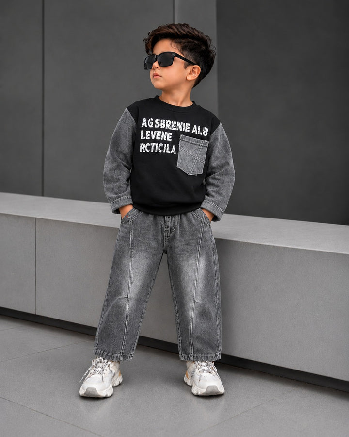 Boys Imported 2 Piece Black Cord Set [BT-2K-1654] [1 - 5Years]