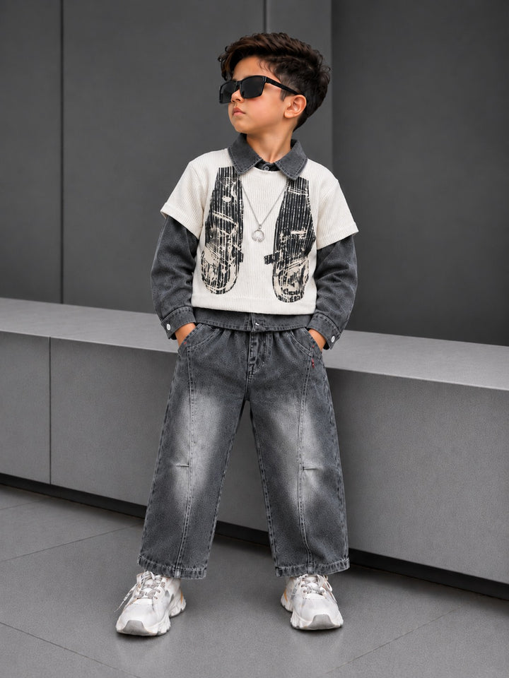 Boys Imported 2 Piece Grey Cord Set [BT-L-3842] [1 - 5Years]