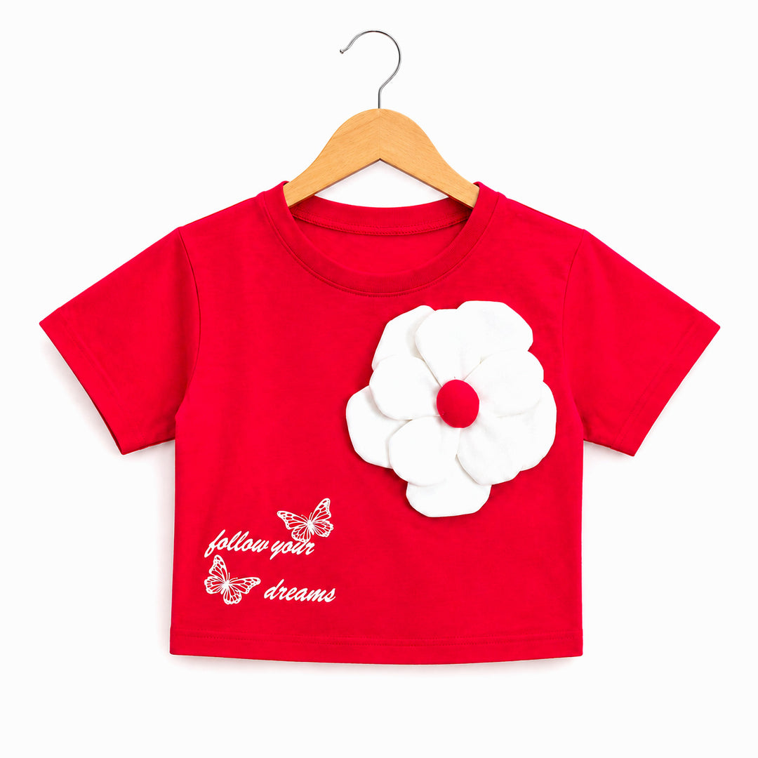Girls Casual Red Flower Top [GT-R-4287] [4-12 year]