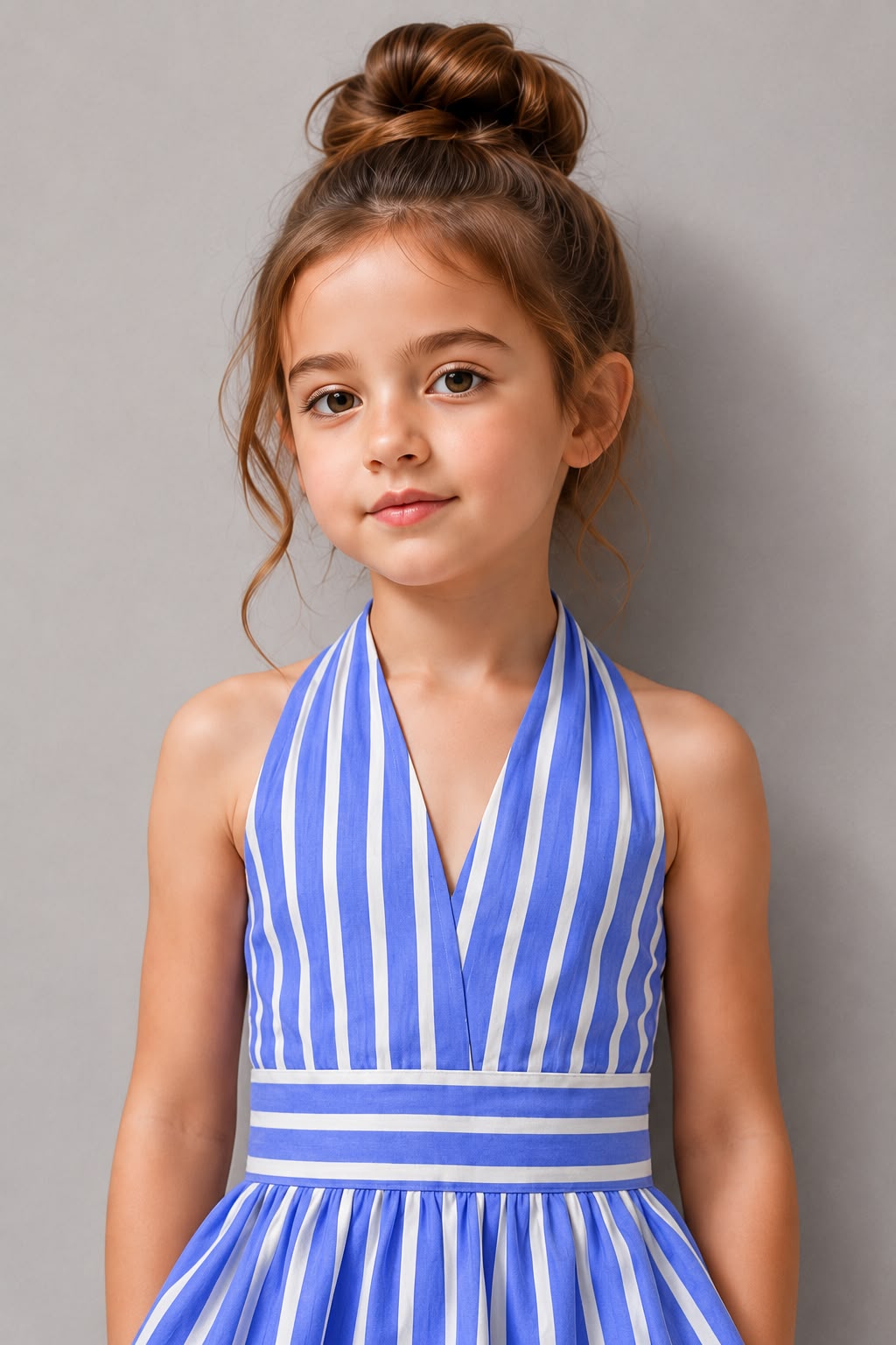 Girls Striped Backless Blue Co-Ord Set [GCS-1C-8568] (4-12 Years)