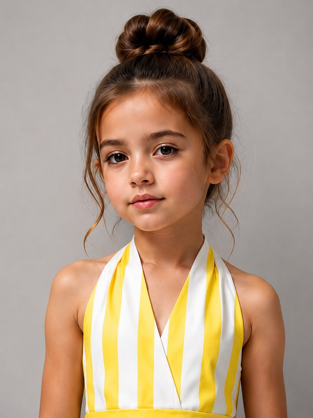 Girls Striped Backless Yellow Co-Ord Set [GCS-1J-8624] (4-12 Years)