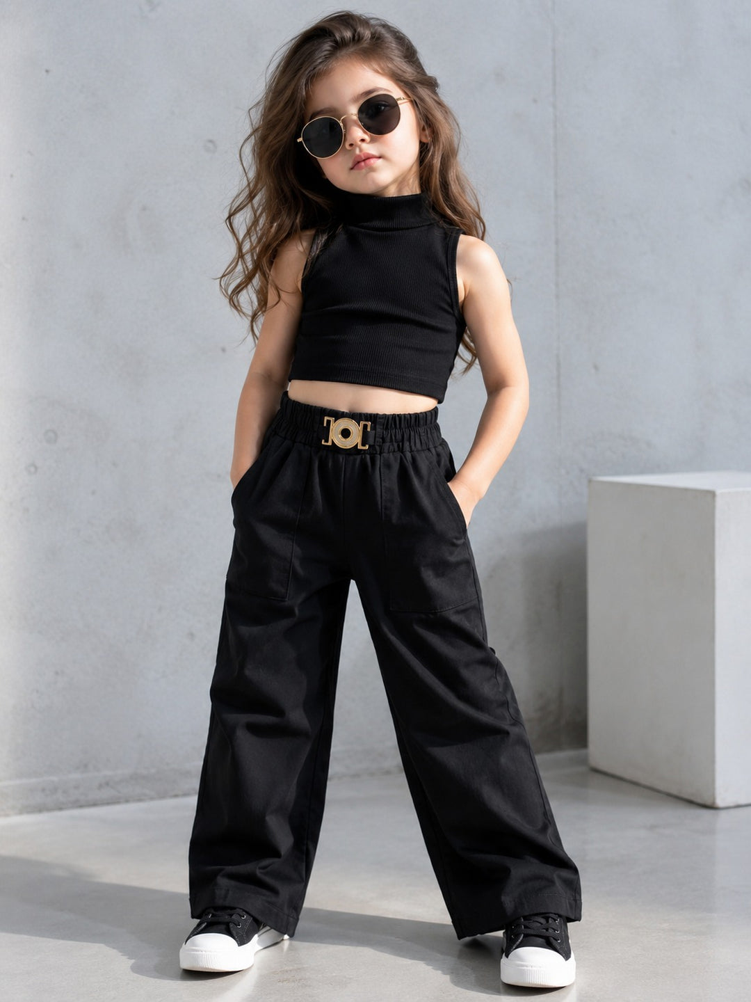 Girls Black Korean Pant [ONLY PANT] [GJ-3D-4531] (4-12Years)