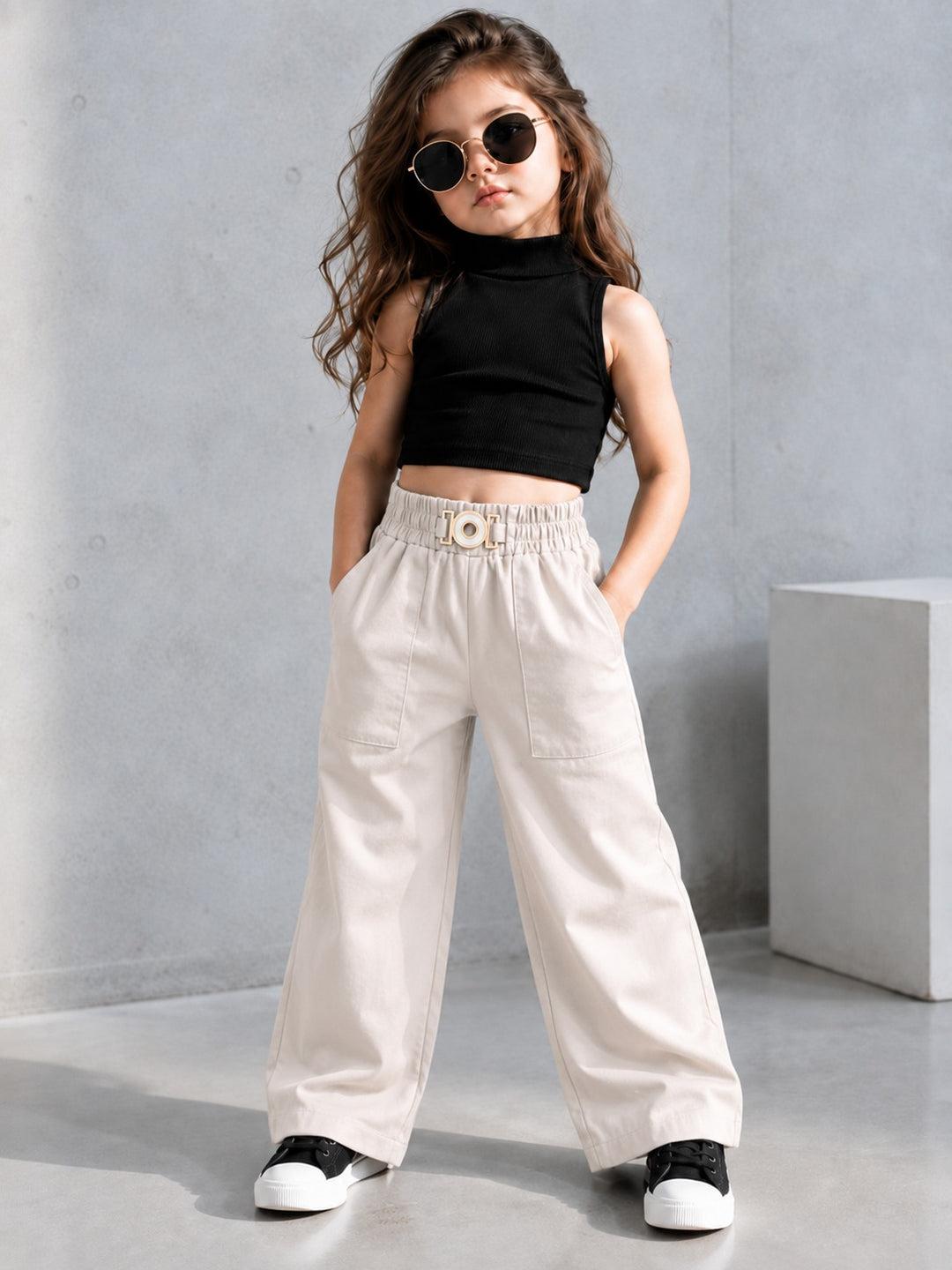 Girls Beige Korean Pant [ONLY PANT] [GJ-5D-2301] (4-12Years)