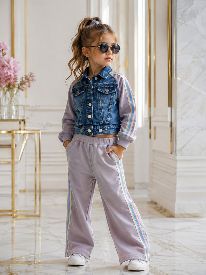Girl's Lavender Street Chic Denim Co-ord Set [GCS-5E-4219] (9M-13 Years)