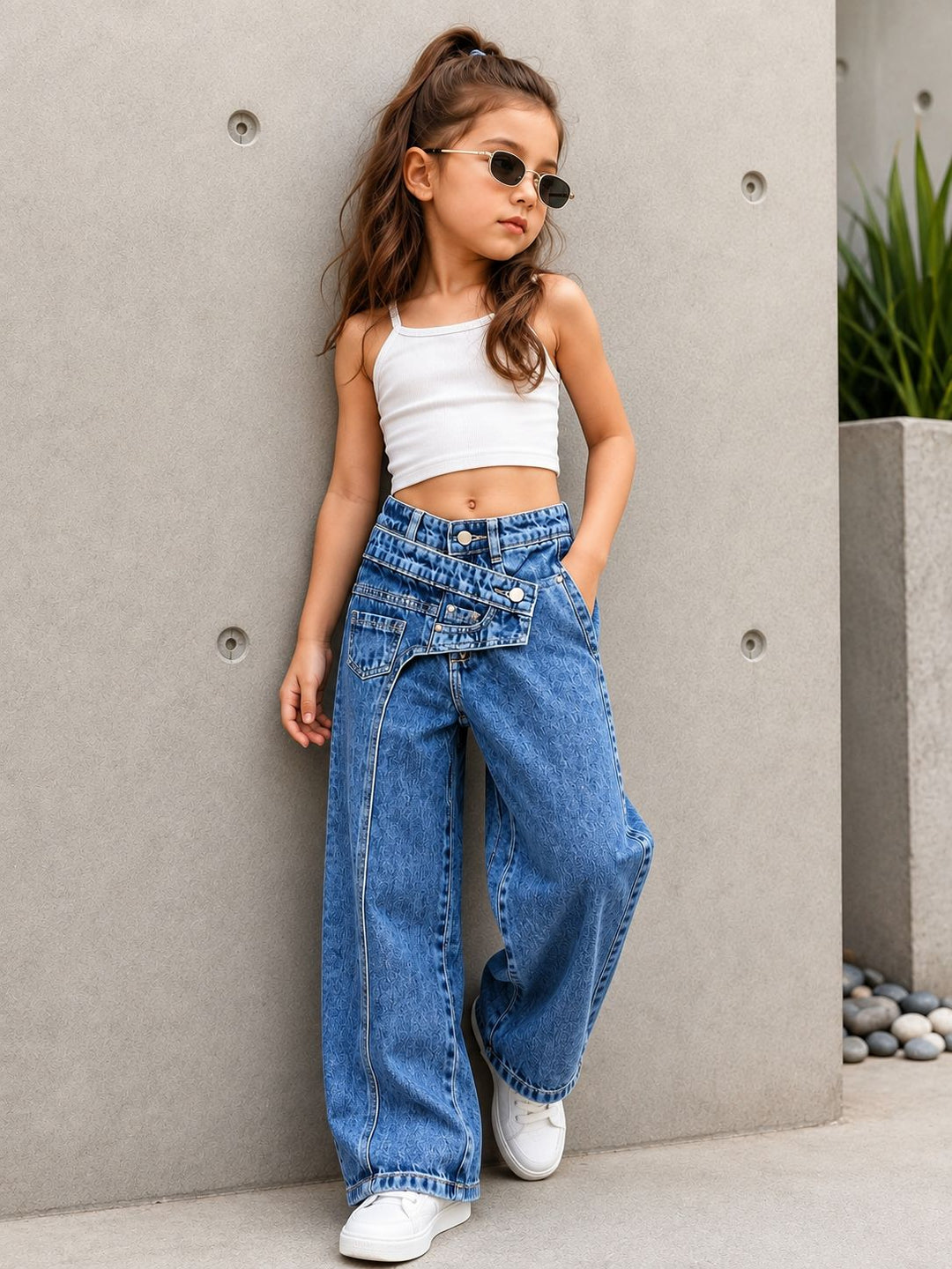 Girls Wide Leg Designer Denim Jeans (Only Jeans) [GJ-5E-2863] (3-14Years)