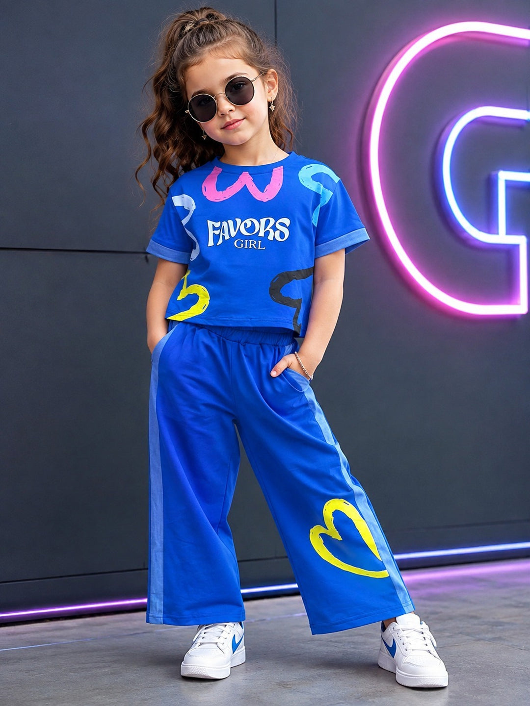 Girls Casul Royal Blue Co-Ord Set [GCS-6H-8287] (3-11 Years)