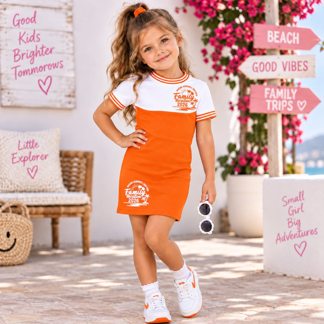 Girls Casual Orange Dress [GD-4A-1196] (3-12 Years)