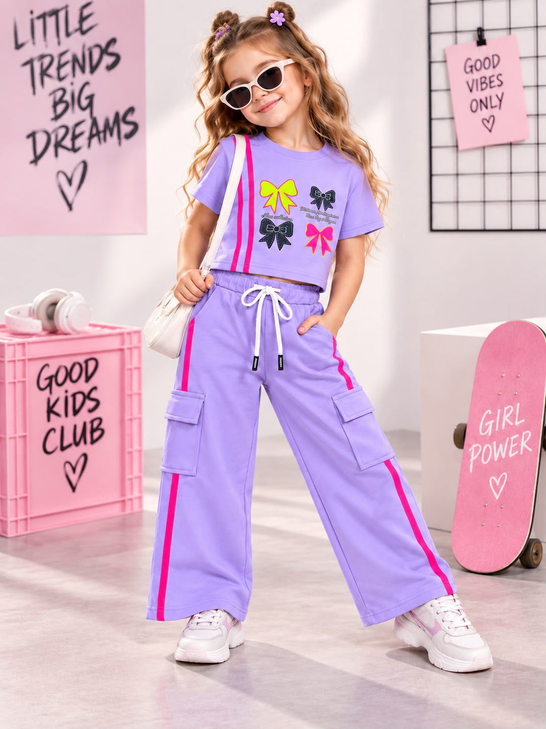 Girls Casual Lavender Cargo Pocket Co-Ord Set [GCS-6J-2875] (4-12 Years)