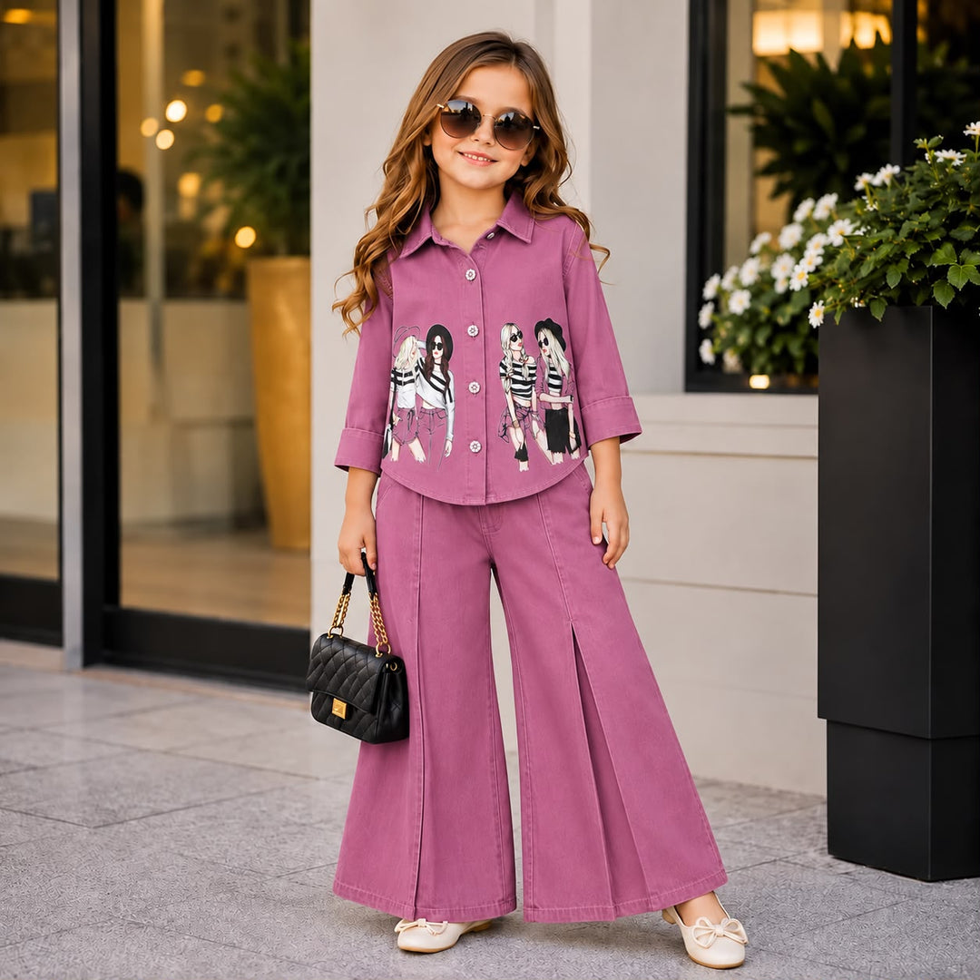 Girl's Onion Face Print Co-Ord Set [GCS-3E-4567] (4-12 Years)