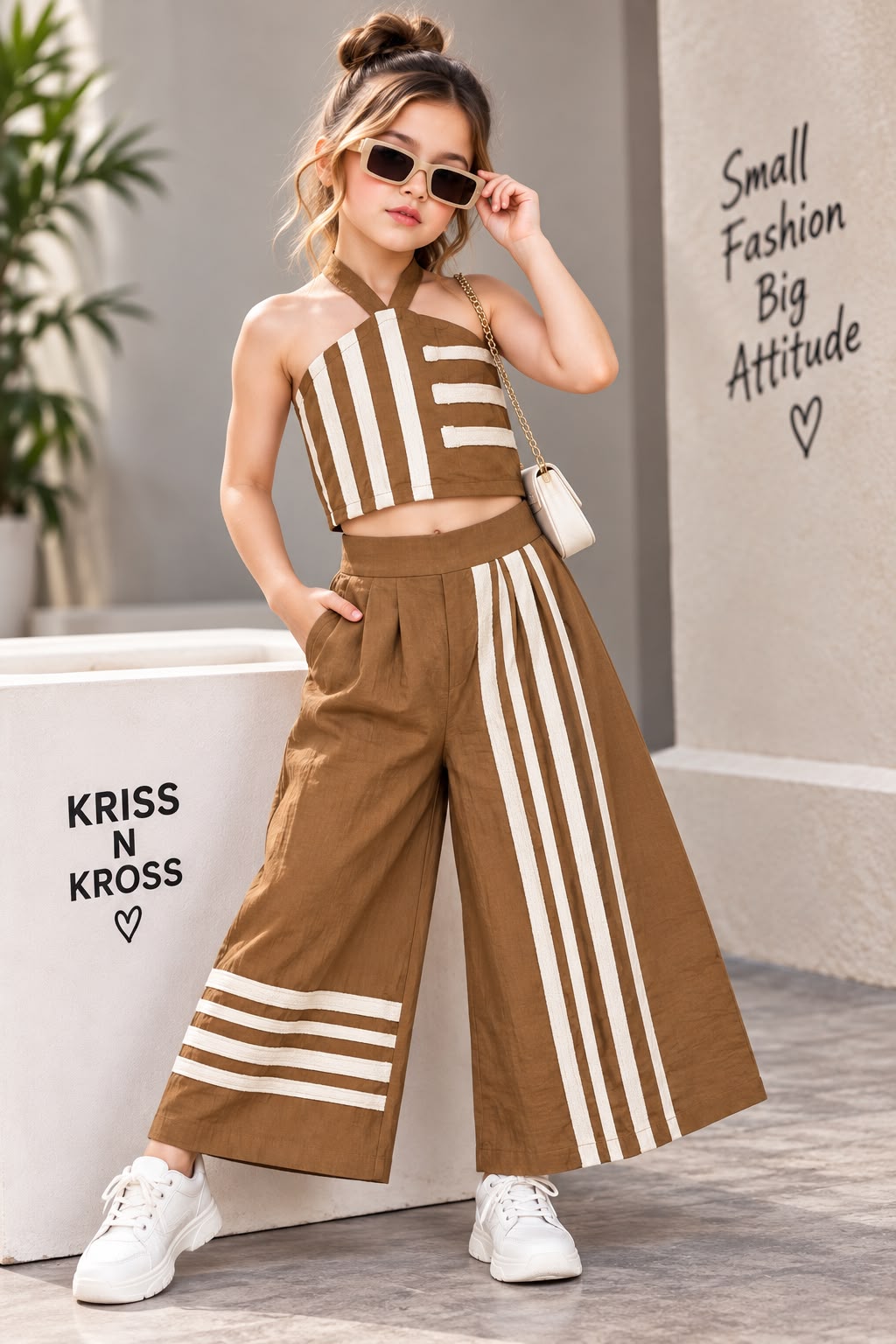 Girl's Designer Brown Co-Ord Set [GCS-1C-4247] (1-6Years)