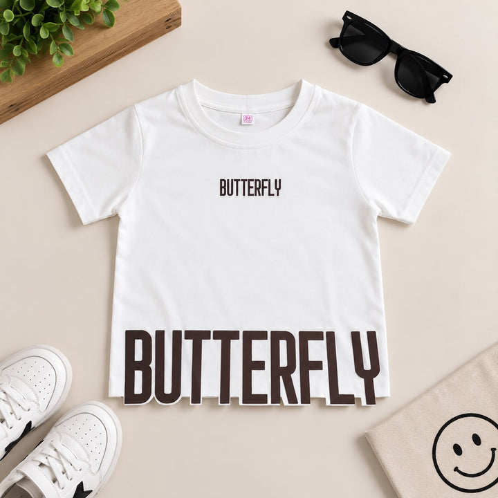 Girls Butterfly Bold Graphic White T-Shirt [GT-R-4566] [4-12 year]