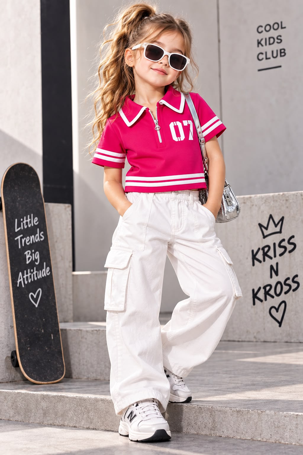 Girls Red Varsity Zip Polo T-Shirt [ONLY T-SHIRT] [GT-R-2360] [4-12 year]