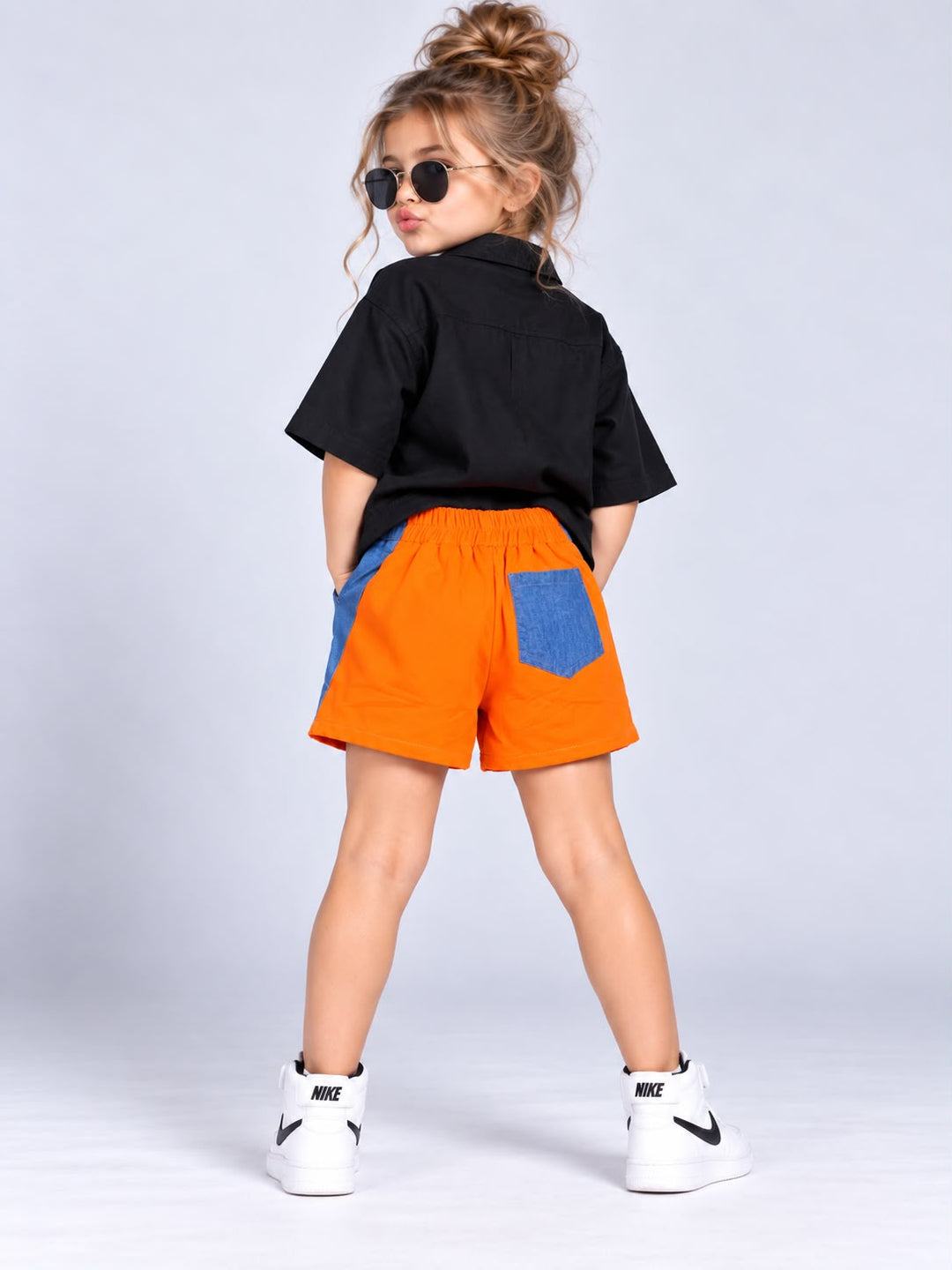 Girl's Black Urban Pop 3 Piece Oversize Co-Ord Set Set [GCS-6F-2135] (4-12Years)
