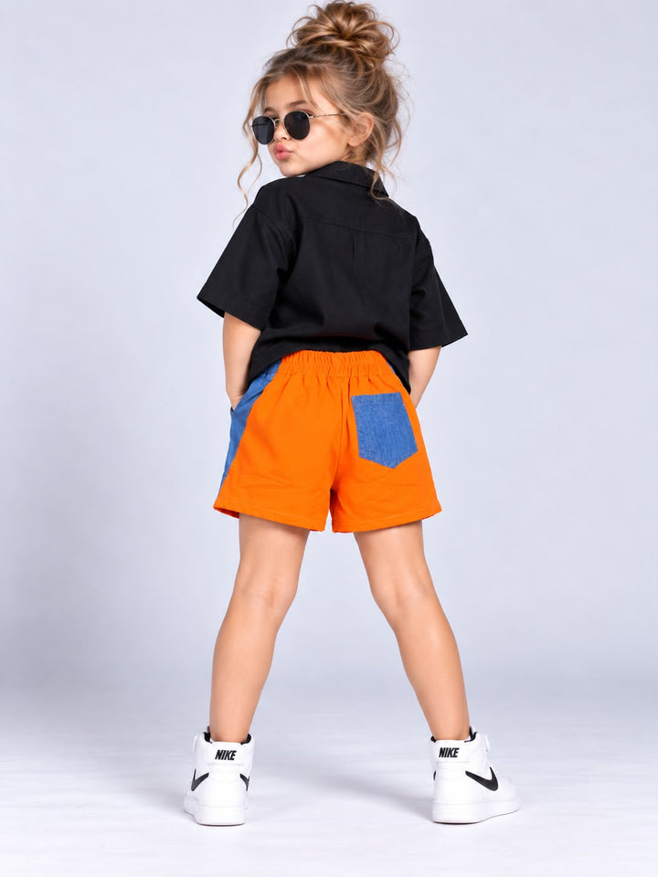 Girl's Black Urban Pop 3 Piece Oversize Co-Ord Set Set [GCS-6F-2135] (4-12Years)