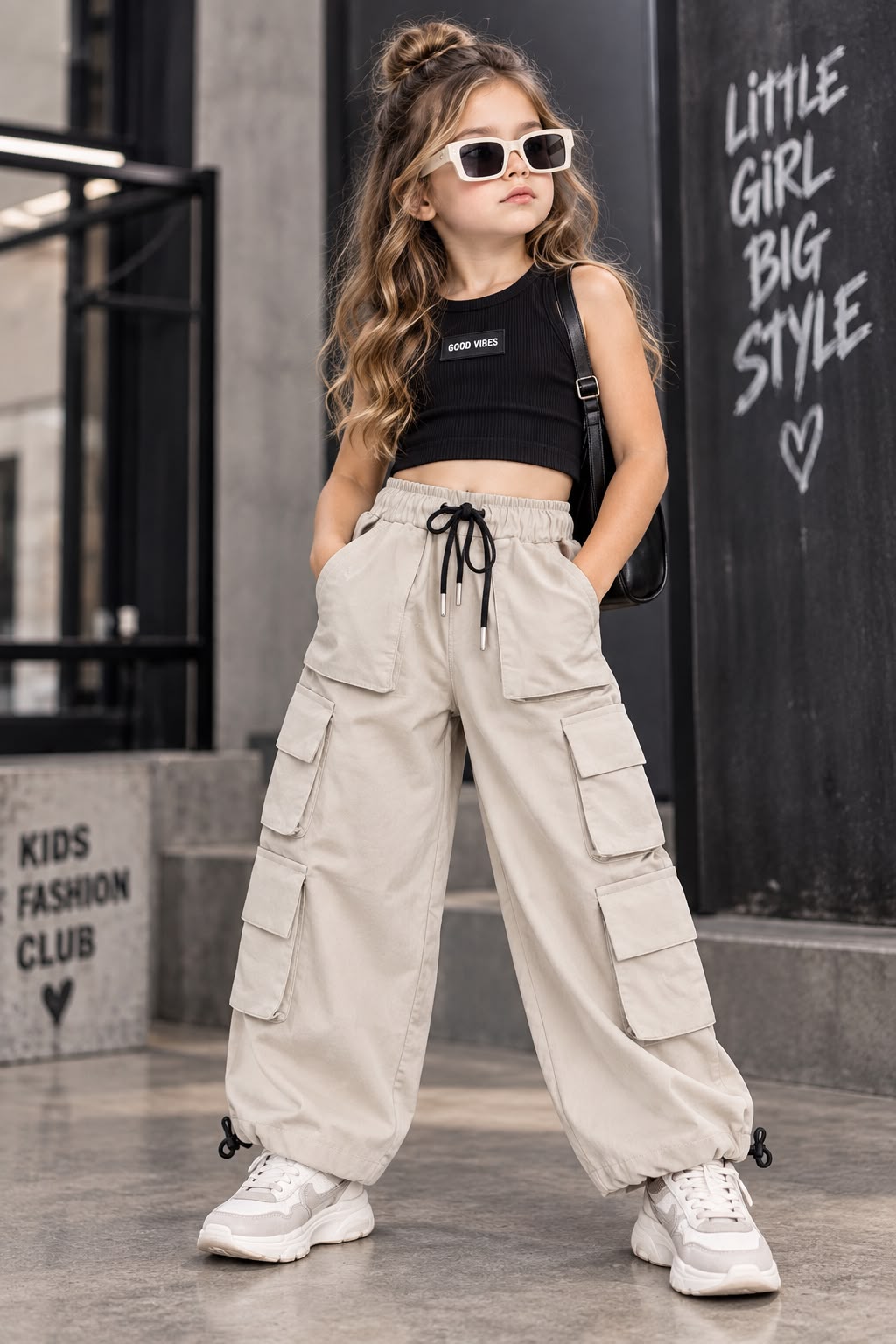 Girls 6 Pocket Parachute Pant [ONLY PANT] [GJ-3D-4117] (4-12Years)