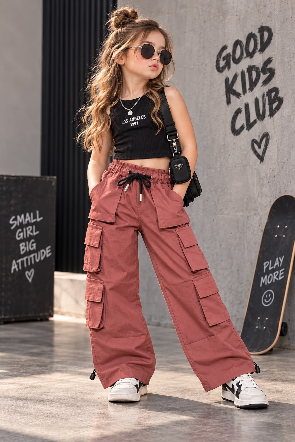 Girls 6 Pocket Parachute Pant [ONLY PANT] [GJ-2E-2471] (4-12Years)