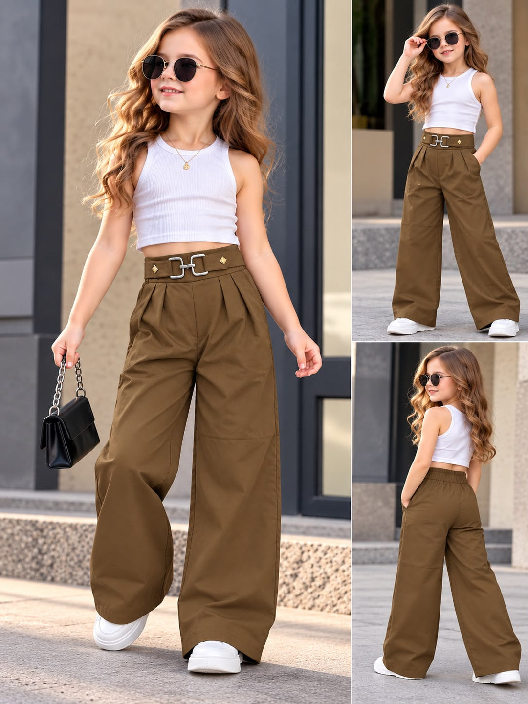 Girls Korean Brown Pant [ONLY PANT] [GJ-2G-1549] (4-12Years)