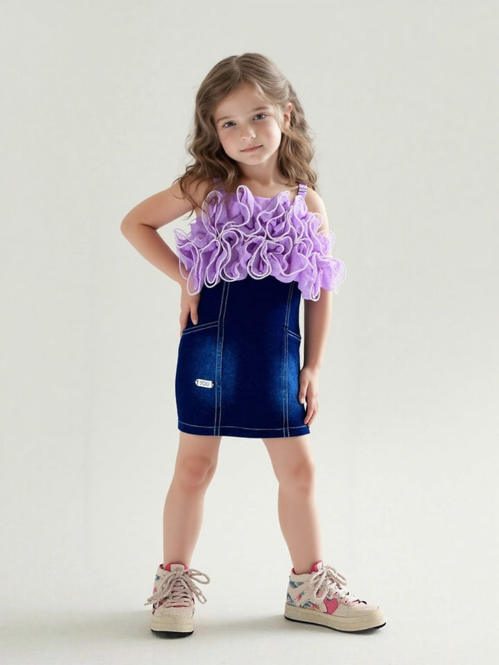 Girls Purple Ruffle Dress [GD-1526] (2-10Years)