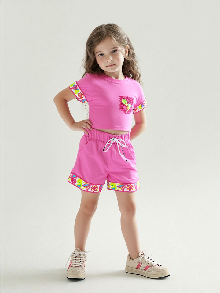 Girl's Pink Casual Co-Ord  Set [GCS-7773](3-11 Years)