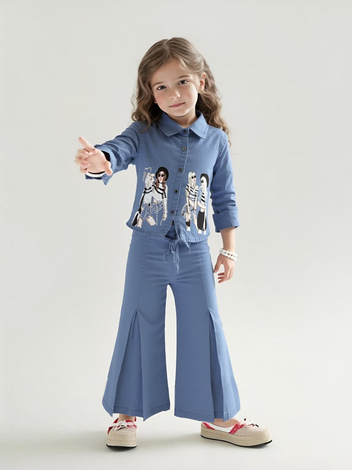 Girl's Denim Co-Ord Set [GCS-9697] (1-12 Years)