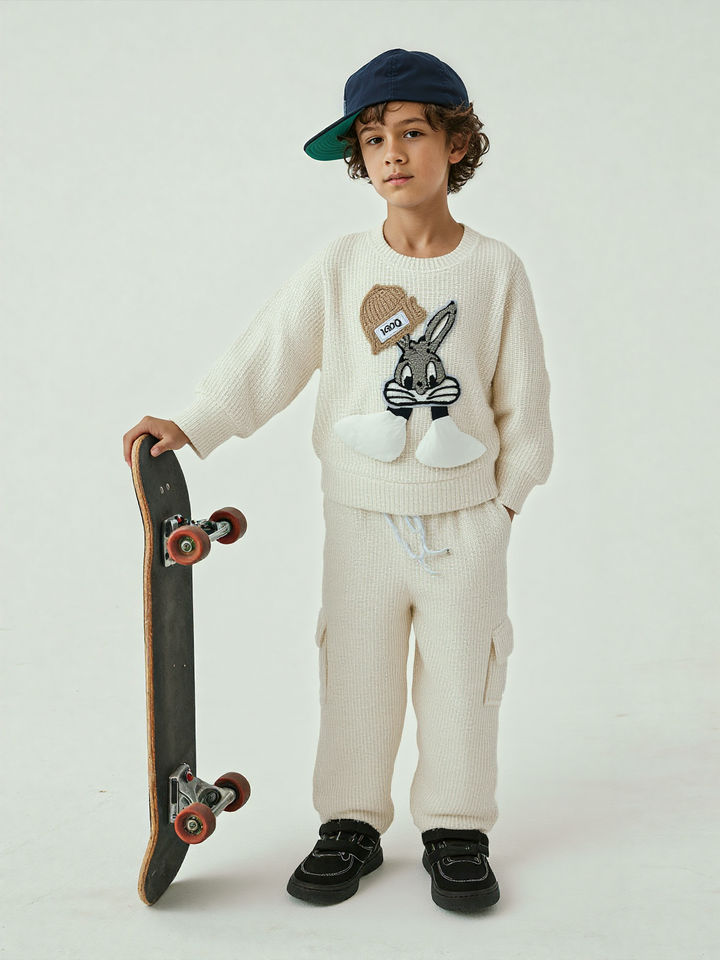 Unisex Cartoon Cream Co-Ord Set [GCS-6824](4-12 Years)