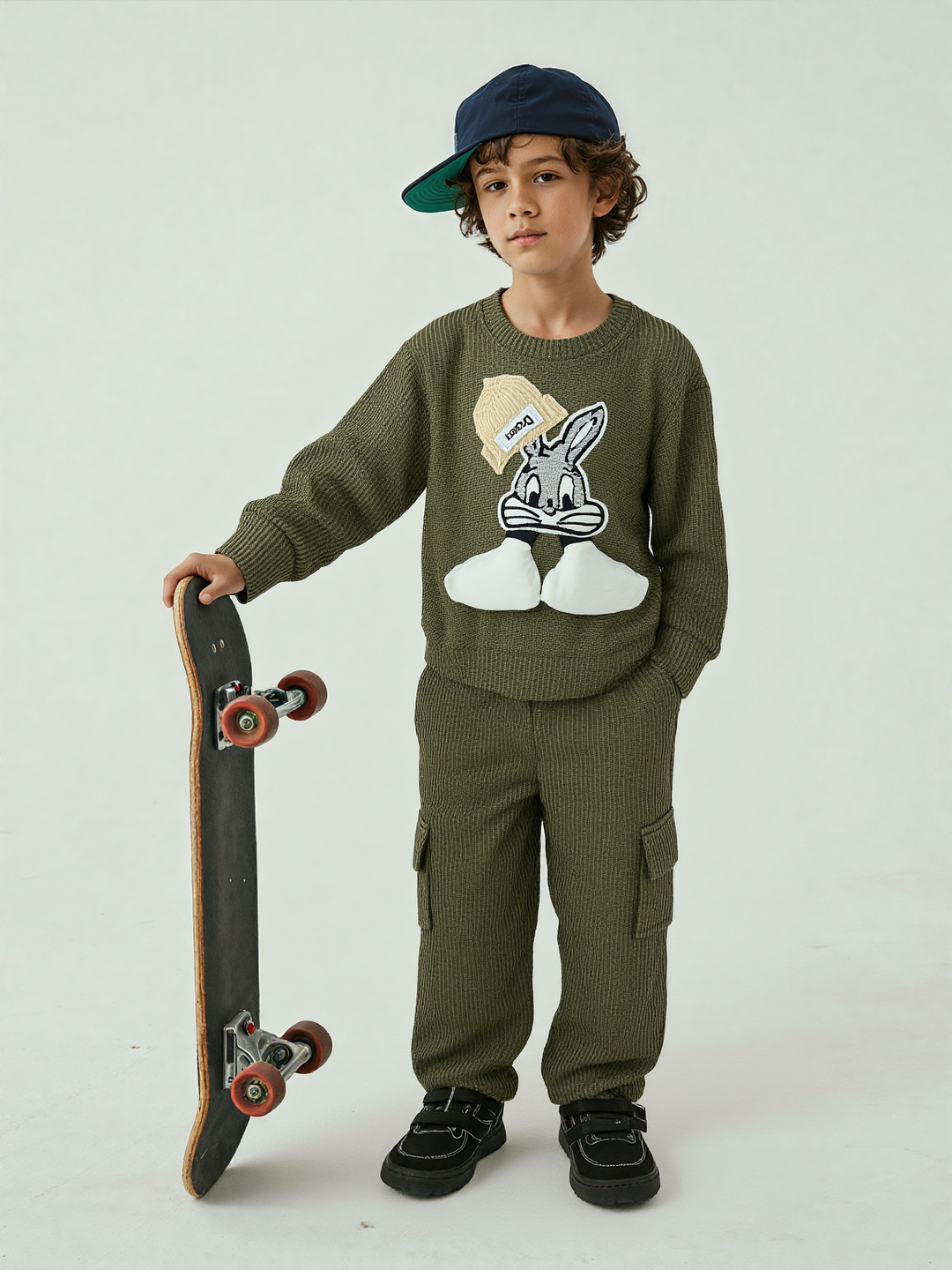 Unisex Cartoon Mehandi Green Co-Ord Set [GCS-6825](4-12 Years)