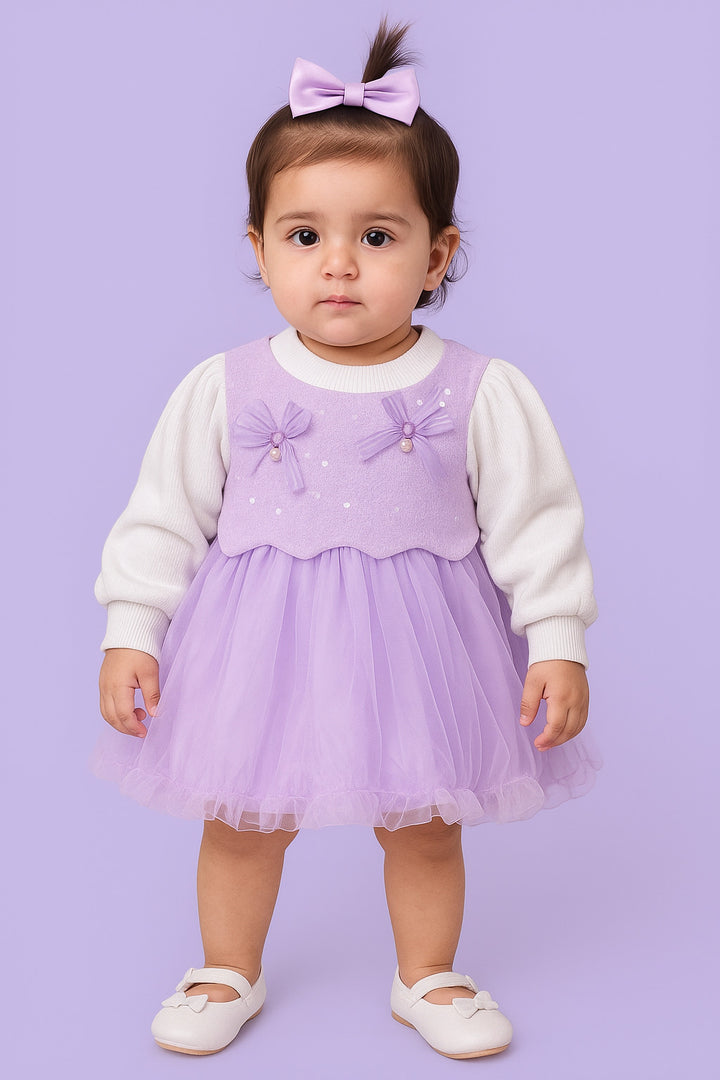 Girl’s Imported Purple Frock [GF-7393] (9M - 3 Years)