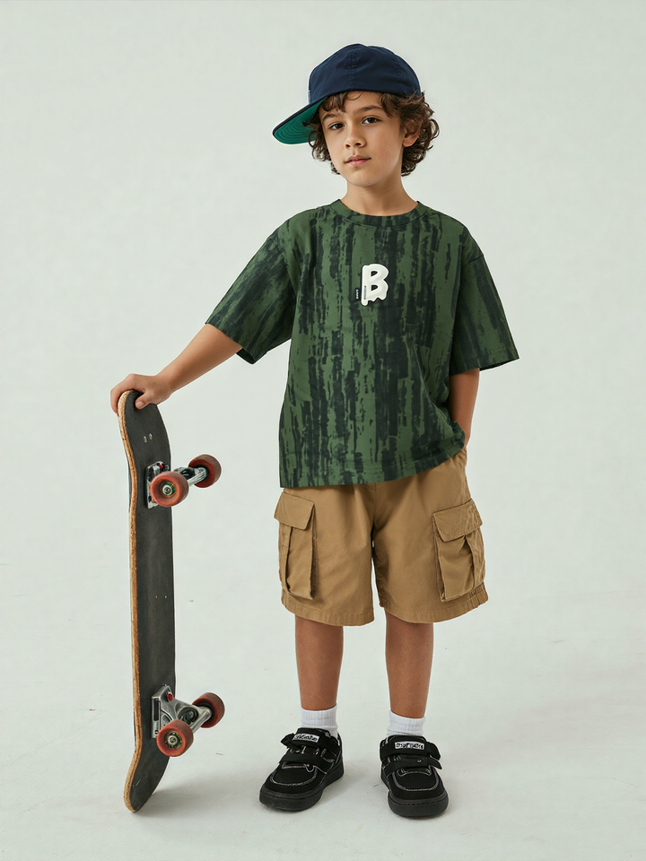 Boys Cotton Looper Green T-Shirt [BT-128] [1 - 12Years]
