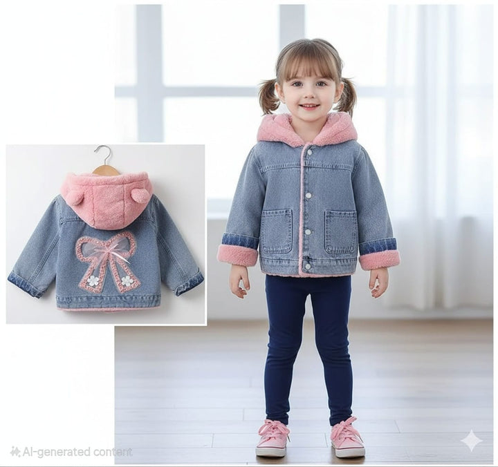 Girls Imported Winter Hoodie Fur Jacket [GT-150] [3-12 Years] [Only Jacket]