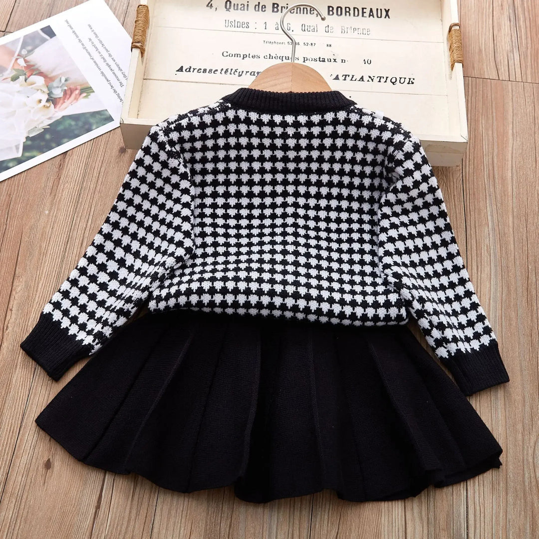 Girls Knitted Sweater Top And Skirt Set, Korean Fashion, Autumn/Winter Co-Ord Set (WITHOUT CAP AND STOCKINGS)[GCS-6674](2-7 Years)