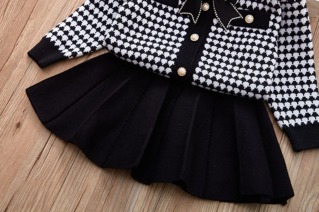 Girls Knitted Sweater Top And Skirt Set, Korean Fashion, Autumn/Winter Co-Ord Set (WITHOUT CAP AND STOCKINGS)[GCS-6674](2-7 Years)