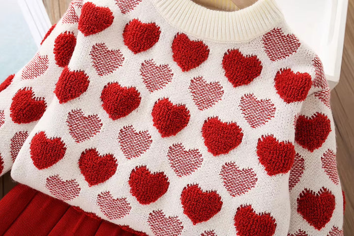 Girls Knitted Sweater Top And Skirt Set, Korean Fashion, Autumn/Winter Co-Ord Set [GCS-6667](2-7 Years)