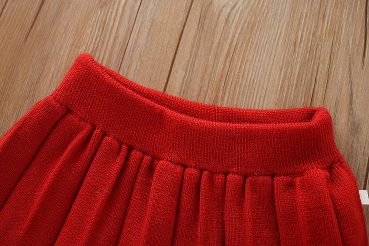 Girls Knitted Sweater Top And Skirt Set, Korean Fashion, Autumn/Winter Co-Ord Set [GCS-6664](2-7 Years)