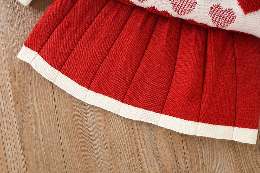 Girls Knitted Sweater Top And Skirt Set, Korean Fashion, Autumn/Winter Co-Ord Set [GCS-6667](2-7 Years)