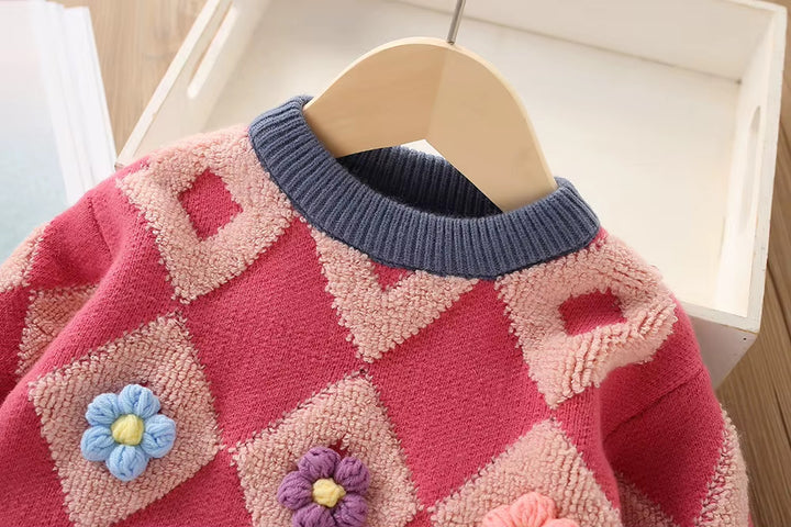 Girls Knitted Sweater Top And Skirt Set, Korean Fashion, Autumn/Winter Co-Ord Set [GCS-6662](2-7 Years)