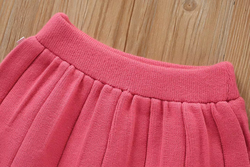 Girls Knitted Sweater Top And Skirt Set, Korean Fashion, Autumn/Winter Co-Ord Set [GCS-6668](2-7 Years)