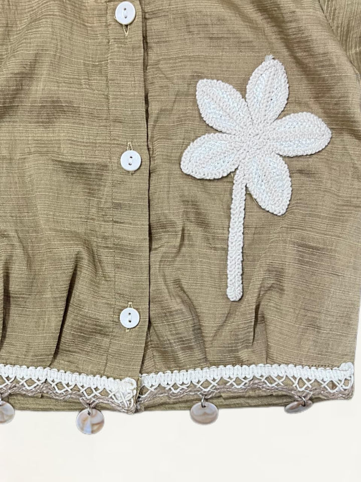 Girls 2 Peice Embroidered Brown Co-Ord Set [GCS-6680](1-6Years)