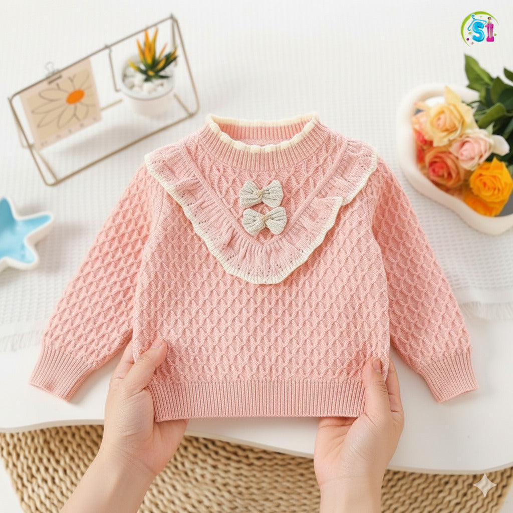 Girls Knitted Sweater Top And Skirt Set, Korean Fashion, Autumn/Winter Co-Ord Set [GCS-6665](2-7 Years)
