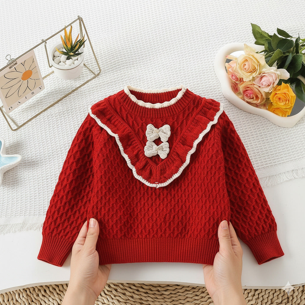Girls Knitted Sweater Top And Skirt Set, Korean Fashion, Autumn/Winter Co-Ord Set [GCS-6664](2-7 Years)