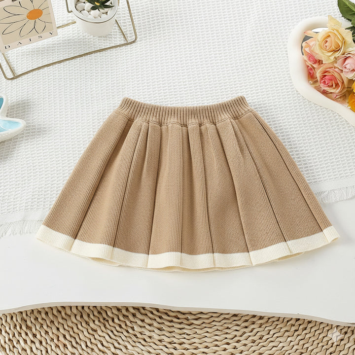 Girls Knitted Sweater Top And Skirt Set, Korean Fashion, Autumn/Winter Co-Ord Set [GCS-6663](2-7 Years)